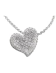 14K White Gold Diamond Heart Pendant with Chain - 0.50 Ct. -- LIFETIME WARRANTY
