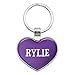 Graphics and More Metal Keychain Key Chain Ring Purple I Love Heart Names Female R Rose - Rylie