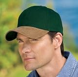 2-Tone Brushed Twill Cap with Suede Visor, Button and Closure