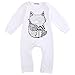 Cute Toddler Baby Girls Boys Fox Romper Bodysuit Outfits One-Pieces (6-12 Months) White