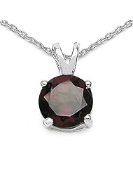 1.20 Carat Genuine Garnet Sterling Silver Pendant Necklace. 18"