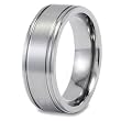 Wide Grooved Brushed and Polished Titanium Ring (9mm) - Sizes 7 - 13