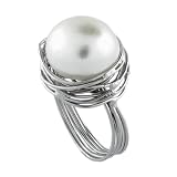 Wired Sterling Silver Nest Ring With Fresh Water Pearl For Women