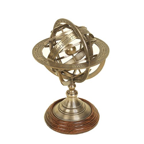 Engraved Brass Tabletop Armillary Nautical Sphere Globe