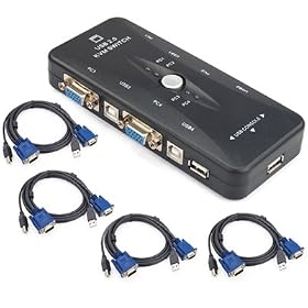 TRIXES KVM Switch 4 Port USB 2.0 plus 4 Cables