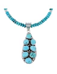 American Indian Navajo Turquoise Jewelry Silver Necklace Set RS46820