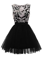 A-line Cocktail Above the Knee Lace Beaded Sequined Backless Satin/Tulle Homecoming Dress/Party Dress  With a Sash 