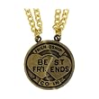 Best Friends 2-piece Break Apart Gold Tone Coin with Hearts and Two 20"steel Necklace