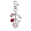 Red Dog Paw and Heart Handbag Charm Keychain