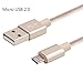 Bestfy 10 Feet Extra Long Tangle-Free Nylon Braided Micro USB 2.0 Power Cable Cord With Aluminum Heads for Smartphones, Tablets, MP3 Players - Golden