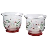 Pfaltzgraff Winterberry Hand-Painted Glass Hurricane Candle Holders, Set of 3