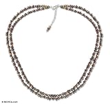 Pearl and garnet necklace, 'Exotic Splendor' 1.2