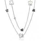 Bling Jewelry Sterling Silver Mother of Pearl Peacock Butterfly Long Necklace