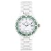 Klaus Kobec Ceramic Diamond CD23 White with Green Top Ring Oversize Watch