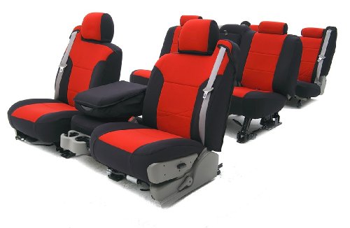Coverking Custom-Fit Seat Cover - Neosupreme Black Sides Red Insert.