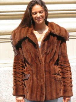NEW BROWN SHEARED MINK FUR JACKET sz6/8 #9837