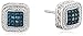 Amazon Collection Sterling Silver Blue Diamond Square Stud Earrings