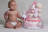 3 Tier Baby Girl Diaper Cake, Baby Tuc Tuc Collection