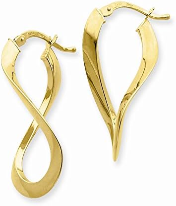 14k Yellow Gold 1.75mm Polished Twist Flat Oval Hoop Earrings