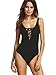 Verdusa Women's Lace Up Bandage Tight Bodysuit Jumpsuit Leotard
