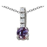 1.12 cttw 14K White Gold Plated 925 Sterling Silver Lab Created Alexandrite Pendant - Gold Plated...