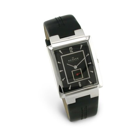 Skagen Watches, Skagen Men's Black Leather Watch 324LSLB, Mens Watches, Mens Skagen Watches