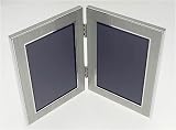 Satin Silver Colour Twin 2 Picture Folding Photo Frame Gift (Holds Two 5" x 3.5" photographs)