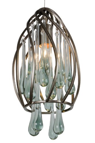 Varaluz 151M01NB Area 51 Collection 1-Light Mini-Pendant, New Bronze Finish with Recycled Glass Drops
