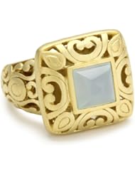 Renata de Dalmas Pyramid Cut Blue Agate in Ornate Square Ring