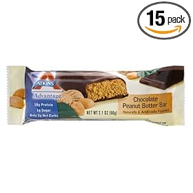 Atkins Advantage Bars, Chocolate Peanut Butter, 2.1-Ounce Bars (Pack of 15)