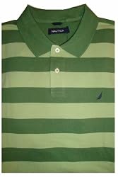 Men's Nautica Polo Shirt Short Sleeved Green Striped Many Sizes Available