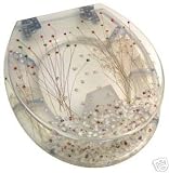 High Quality Seagrass design hand finished resin toilet seat with universal chrome fittings