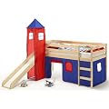 Rutschbett Spielbett BENNY natur-blau/rot
