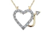 Diamond Devil Heart Pendant in 14K Yellow Gold with Chain