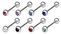 LOT of 8 Jeweled Tongue Ring Barbell Wholesale SET Stud