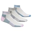 ASICS Women's Tactel Microfiber Low Quarter Running Sock (3-Pack) (Assorted,Medium)
