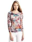 BCBGMAXAZRIA Women's Agda Long Sleeve Crew Neck Top