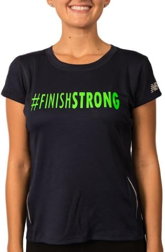 Speedy Banana Women's New Balance Performance Tempo Tee "#Finishstrong" Large Navy Blue