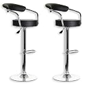 Lot de 2 tabourets de bar SOLANA, simili cuir noir