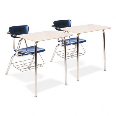 3400 Series Chair Desk, 22-3/4w x 35-3/4d x 29-1/4h, Sandstone/Navy, 2/Carton