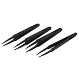 uxcell 帯電防止ピンセット プラスチック材質 PCBクリーニング 120mm 4個入り