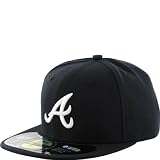 New Era 59Fifty MLB On Field Atlanta Braves Navy Blue White A Logo Road Fitted Cap Hat Size 7