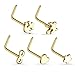 BodyJ4You Nose Ring L-Shaped Stainless Steel 20g (0.8mm) Pack 5 Pieces