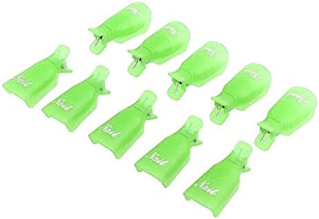 10PC Plastic Nail Art Soak Off Cap Clip UV Gel Polish Remover Wrap Tool (Green)