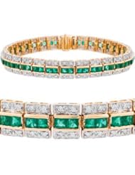 Emerald and Diamond bracelet in 14kt yellow gold