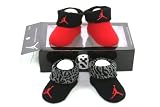 Nike Air Jordan 2 Pairs Newborn Infant Baby Booties Socks Black and Red w Air Jordan Logo Size 0-6 Months
