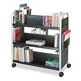 Safco Scoot? Double Sided 6 Shelf Book Cart Black