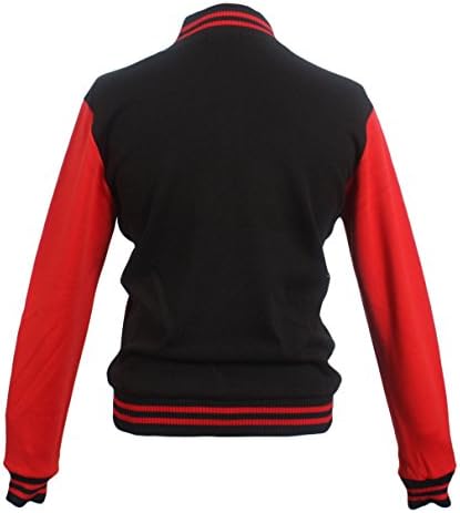 Stylistark Men's Varsity Letterman College K Baseball Solid Cotton Jacket M Black-Red