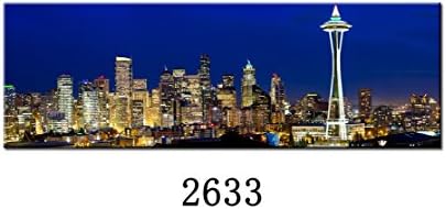 Jetsan 2633-20 Small Gift size: 24x8inches Seattle City Skyline Panoramic fine art printing/painting framed ready to hang