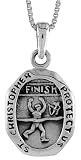 Sterling Silver St. Christopher Pendant for Runners, 1 1/16